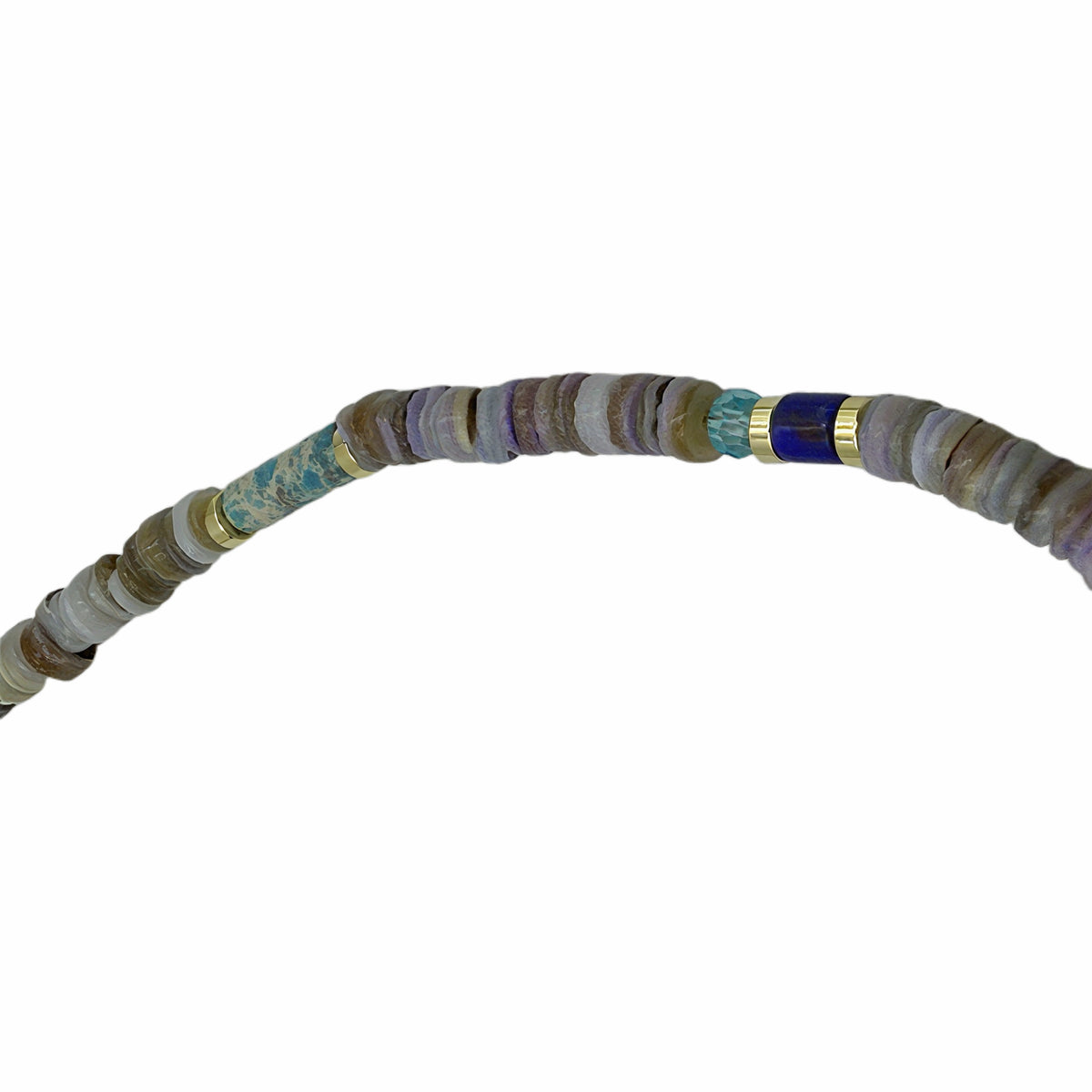 Bohemian Mixed Disc Stone Baroque Pearl Beaded Necklace, 18K Gold Plated Copper Multicolor Beaded Choker With Extension Chain For Women