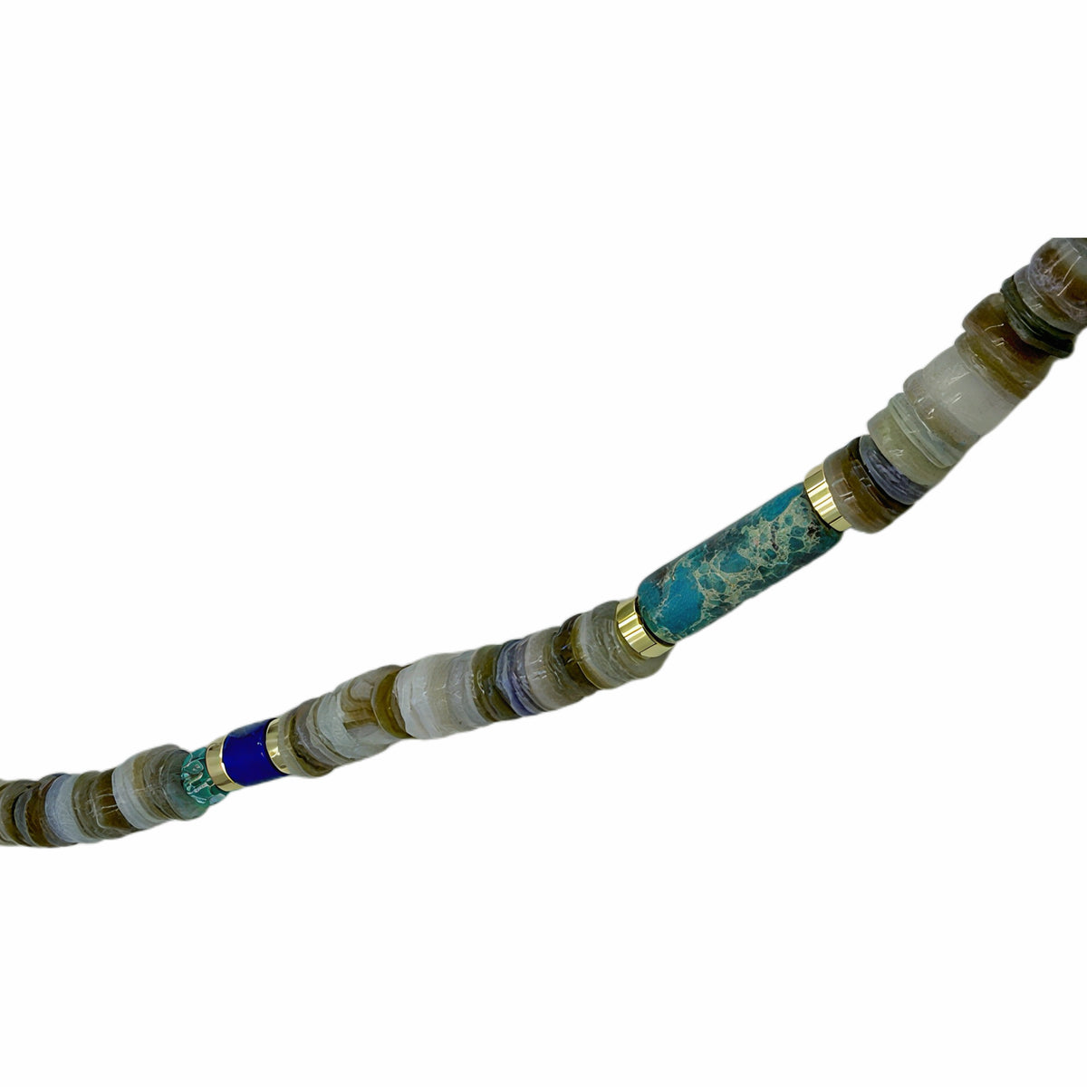 Bohemian Mixed Disc Stone Baroque Pearl Beaded Necklace, 18K Gold Plated Copper Multicolor Beaded Choker With Extension Chain For Women