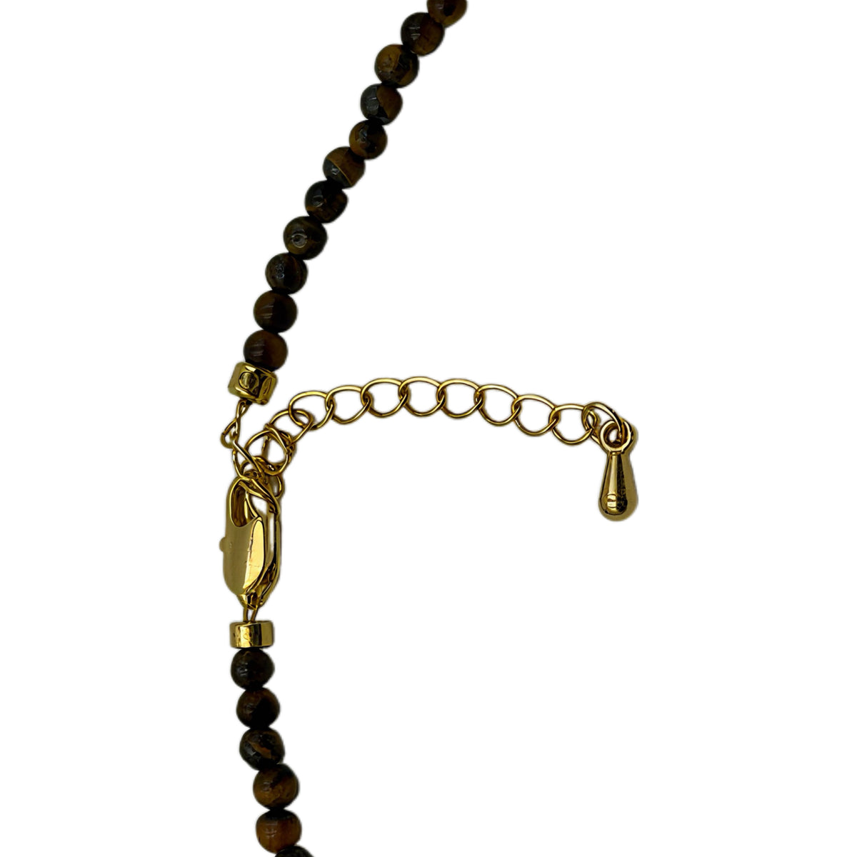 Vintage Green Natural Stone Beaded Choker Necklace, 18K Gold Plated Copper Mixed Gemstone Adjustable Beaded Necklace For Women
