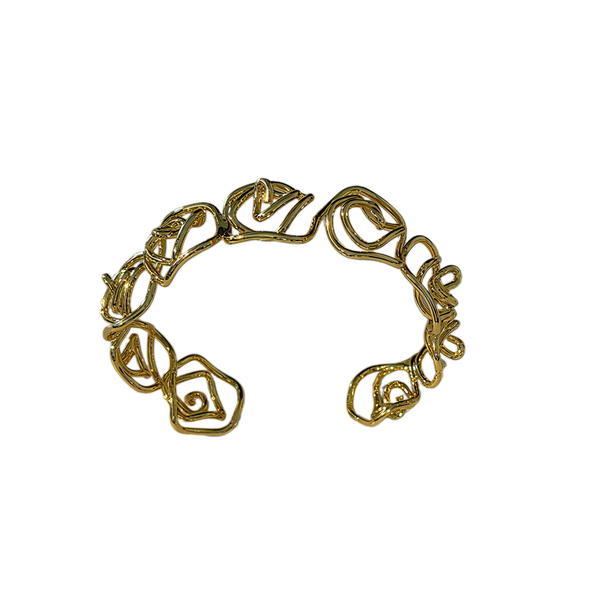Modern Art Swirl Cuff Bracelet - 18K Gold-Plated Copper